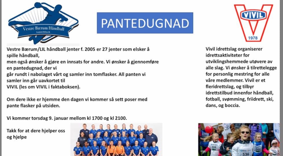 Overrekkelse av pantepenger til VIVIL